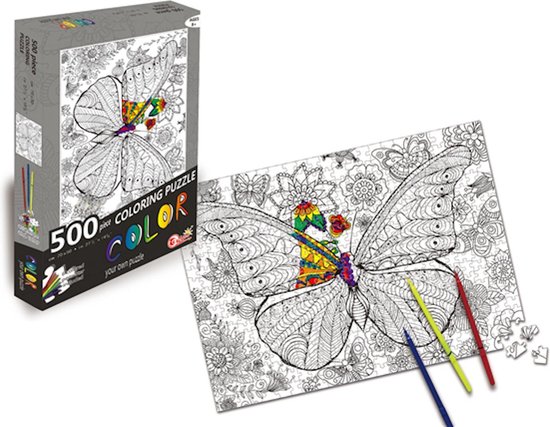 Puzzle Doodle Puzzle 'Papillon' 500 Pièces Adultes et Enfants - Zwart/ Wit  - Couleur -... | bol.com