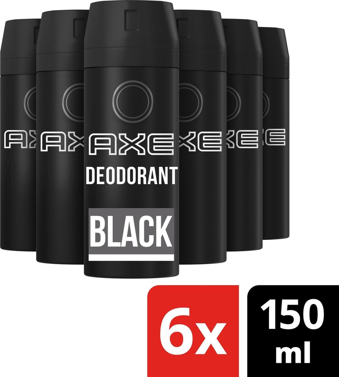 Axe Black Bodyspray Deodorant - 6 x 150 ml - Voordeelverpakking