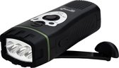 Lampe de poche à DEL POWERplus Wolf Dynamo | Radio FM avec haut-parleur intégré | rechargeable via USB ou via dynamo | couleur : noir
