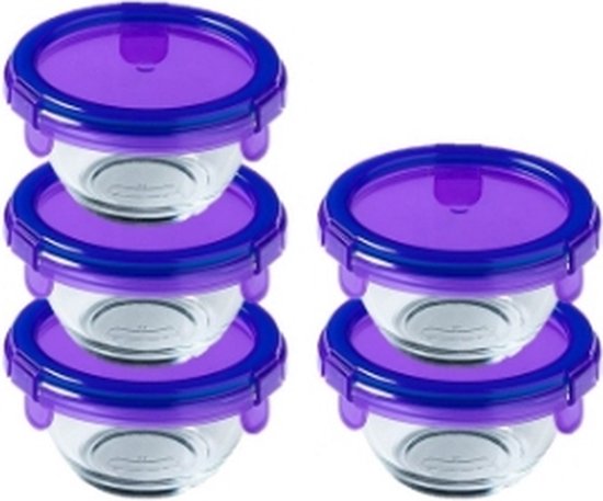 My First Pyrex Baby Voedselcontainer - Set van 5 Stuks - Glas - Paars - Pyrex
