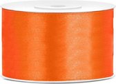 1x Hobby/decoratie oranje satijnen sierlinten 3,8 cm/38 mm x 25 meter - Cadeaulint satijnlint/ribbon - Oranje linten - Hobbymateriaal benodigdheden - Verpakkingsmaterialen