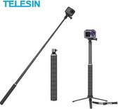Telesin 90 Cm Carbon Fiber Selfie Stick Aluminium Statief geschikt voor Gopro / DJI OSMO en Sports / ActionCam - Zwart