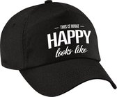 This is what happy looks like pet / cap zwart voor jongens en meisjes - baseball cap - cadeau petten / caps