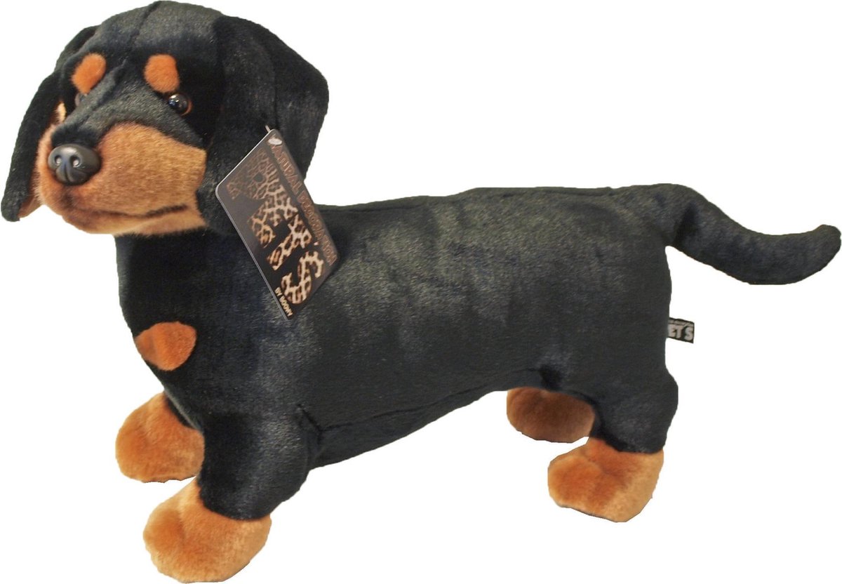 Grote pluche bruin/zwarte Teckel hond knuffel 45 cm - Honden huisdieren  knuffels -... | bol.com