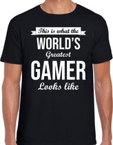 Worlds greatest gamer cadeau t-shirt zwart voor heren S