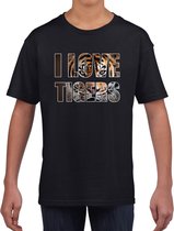 I love tigers / tijgers t-shirt zwart kids M (134-140)