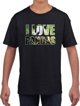 I love pandas dieren  t-shirt zwart kids XS (110-116)