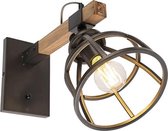 QAZQA arthur - Industriele Wandlamp met schakelaar voor binnen - 1 lichts - D 40 cm - Zwart - Industrieel -  Woonkamer | Slaapkamer | Keuken