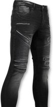 Luxe Heren Biker Jeans Zip - 3025-2 - Zwart