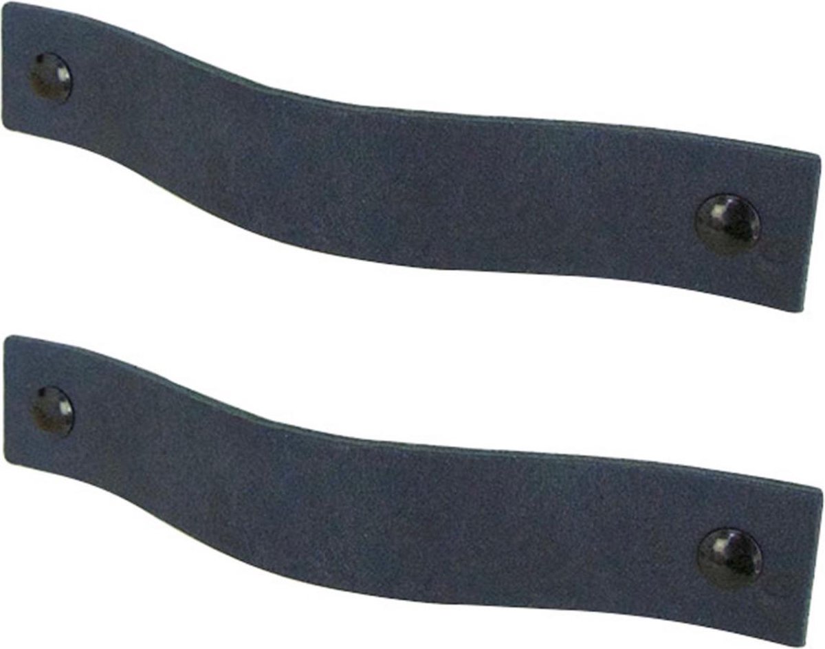 2x Leren handgrepen 'platte greep' - maat L (22,2 x 2,5 cm) - NAVY - incl. 3 kleuren schroefjes (handgreepjes - leren grepen - greepjes - leren lusjes)