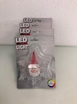 Leuk sneeuwvlok lichtje met zuignap. Rode muts. 4 stuks