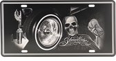 Wandbord – Mancave – Showtime – Vintage - Retro -  Wanddecoratie – Reclame bord – Restaurant – Kroeg - Bar – Cafe - Horeca – Metal Sign – Mannen Cadeau – Doodshoofd - Skull - 15x30