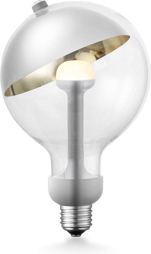 Home Sweet Home - Design LED Lichtbron Move Me - Zilver - 12/12/18.6cm - G120 Sphere LED lamp - Met verstelbare diffuser - Dimbaar - 5W 400lm 2700K - warm wit licht - geschikt voor E27 fitting
