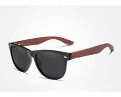 KingSeven - Black Wayfayer Bamboo UV400 en Polarisatie filter - Zonnebril Heren