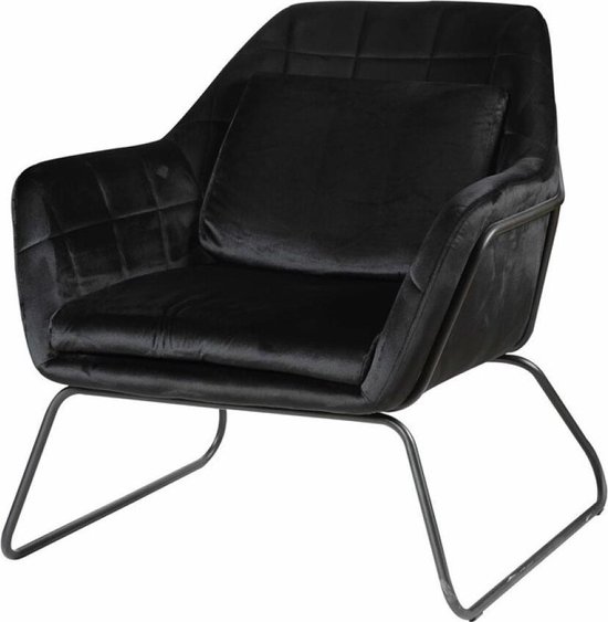 Sortio Home – Fauteuil Katel – Zwart – Armstoel – 79 x 72 x 81 – Velvet