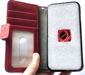 Apple iPhone 7 plus / 8 plus boek hoesje met rits en afneembare siliconen binnenkant. Bordeuax rood leather look / 2 in 1 hoesje