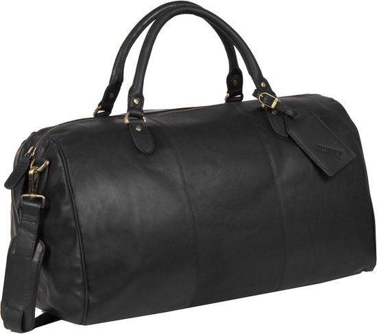 Sac de voyage week-end en cuir justifié noir bol