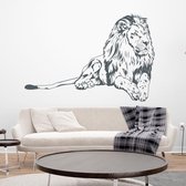 Muursticker Leeuw -  Donkergrijs -  160 x 108 cm  -  slaapkamer  woonkamer  dieren - Muursticker4Sale