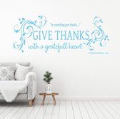 Muursticker Give Thanks - Lichtblauw - 120 x 48 cm - woonkamer engelse teksten religie
