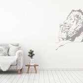 Muursticker Leeuw Met Welp -  Zilver -  109 x 160 cm  -  slaapkamer  woonkamer  dieren - Muursticker4Sale