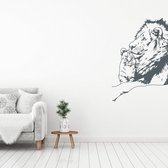 Muursticker Leeuw Met Welp -  Donkergrijs -  109 x 160 cm  -  slaapkamer  woonkamer  dieren - Muursticker4Sale