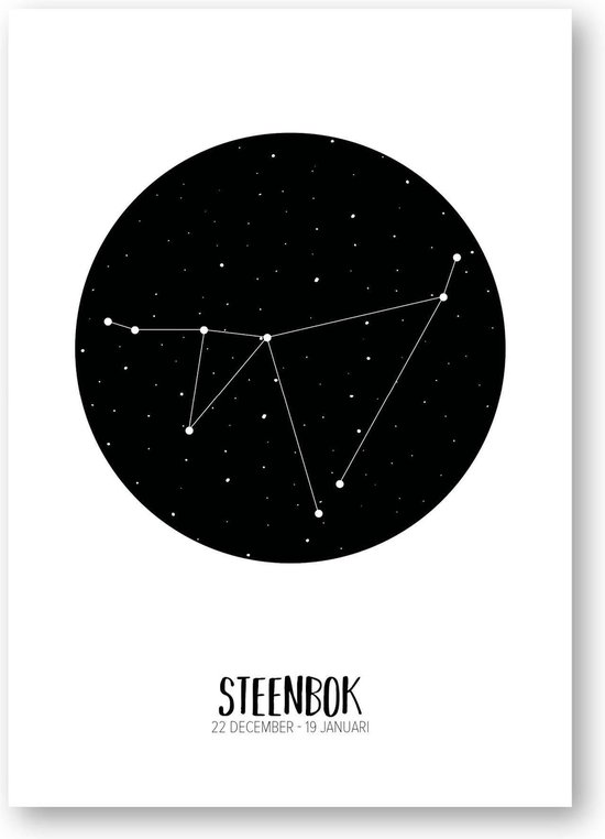 Sterrenbeeld poster Steenbok | A3 formaat | zwart-wit | MOODZ design
