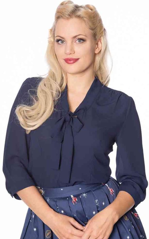 Dancing Days - PERFECT PUSSYBOW Blouse - XL - Blauw