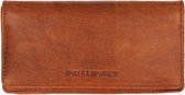 Spikes & Sparrow Portemonnee / Wallet / Portefeuille Dames - Ritsportemonnee - Bronco - Leer - Cognac