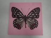 Decoratief wandbord vlinder roze