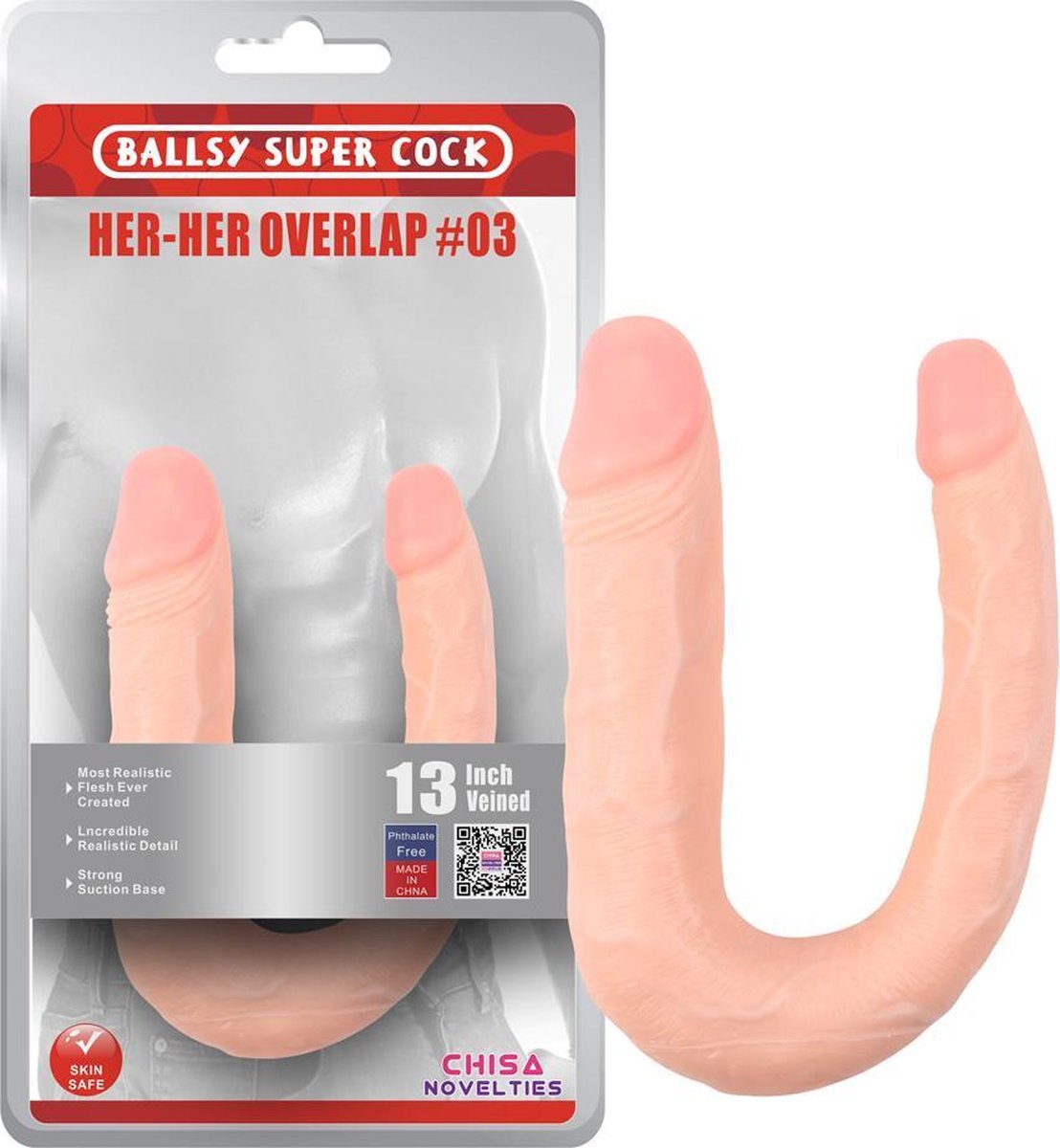 Goedkoopste Dubbele Dildo 34 cm - beige