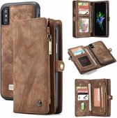 CaseMe - iPhone X/Xs hoesje - 2 in 1 Wallet Book Case - Bruin