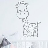 muursticker baby Giraffe - 60x72cm - Zilver - woordsticker.com