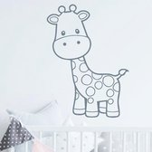 muursticker baby Giraffe - 30x36cm - Donkergrijs - woordsticker.com