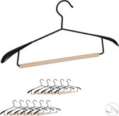 Relaxdays 12x kleerhangers metaal & hout - set - kledinghangers - broekhanger - jassen