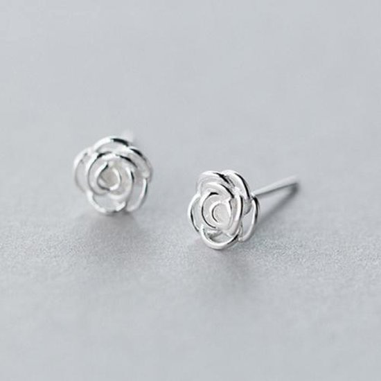 Geshe - zilveren oorbellen dames 3D roos oorknopjes - zilver 925 - d8mm -  feest cadeau | bol.com