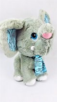 Knuffel Olifant met blauwe sjaal Pluche 50cm