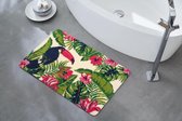 Luxe antislip badmat 'Rainforest Toucan' - polyester badkamer tapijt 60x90 - MADE IN BELGIUM