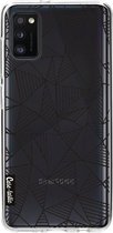 Casetastic Samsung Galaxy A41 (2020) Hoesje - Softcover Hoesje met Design - Abstraction Lines Black Transparent Print