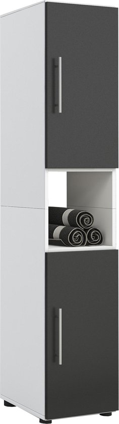 Kolomkast - badkamer meubel - 160 cm hoog - wit zwart |