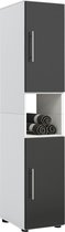 Kolomkast Flandu - badkamer meubel kast - 160 cm hoog - wit zwart