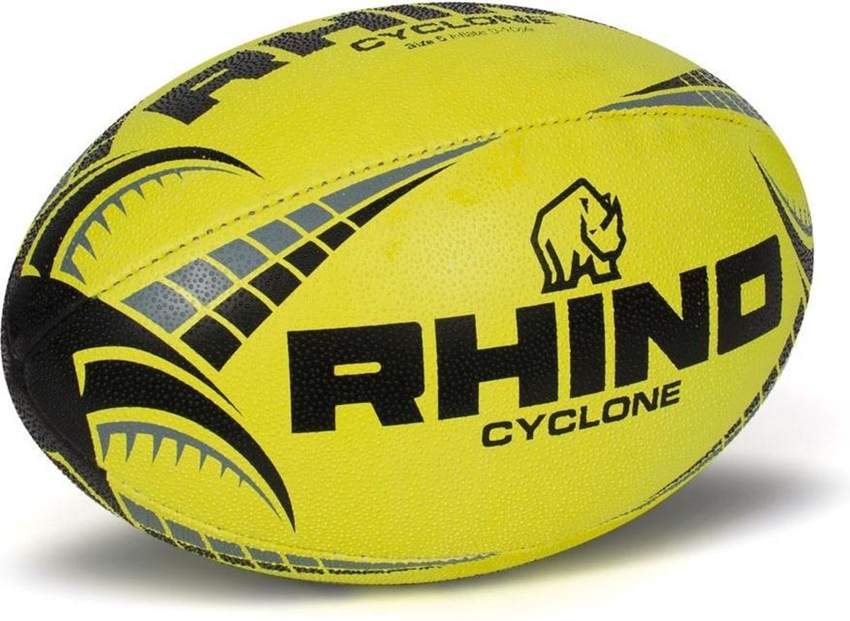 Rhino Rugbybal Cyclone Rubber/polyester Geel Maat 3