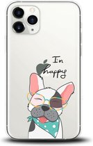 Apple Iphone 11 Pro Max transparant siliconen hoesje hondje i`m happy