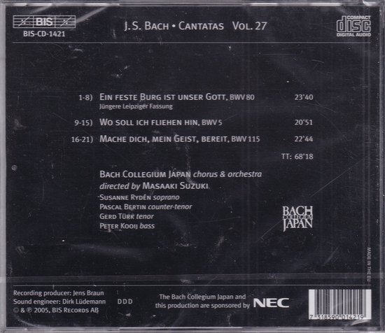 Achterkant van de CD-hoes met tracklist, artiesten en vermelding 'Made in the EU'.