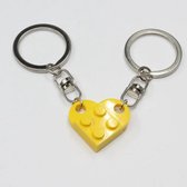 Bouwstenen sleutelhanger - Imitatie bouwsteen hart - brick keychain - Vriendschap - Geliefde - BFF -Geel