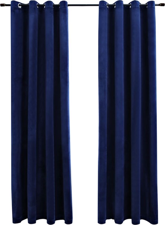 vidaXL - Gordijn - verduisterend - met - ringen - 2 - st - 140x245 - cm - fluweel - crème