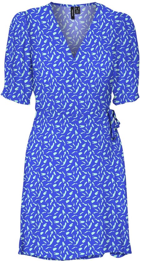 Vero Moda Jurk Vmvivi 2/4 Short Wrap Dress Exp 10279964 Dazzling Blue Dames