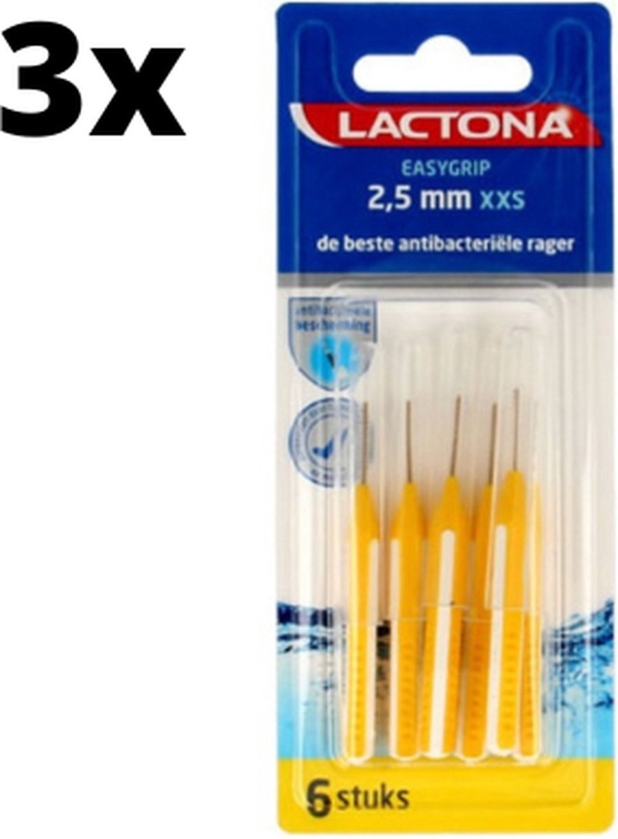 Goedkoopste Lactona Ragers EasyGrip Recht XXS 2.5mm Geel - 3 x 6 stuks - Voordeelverpakking