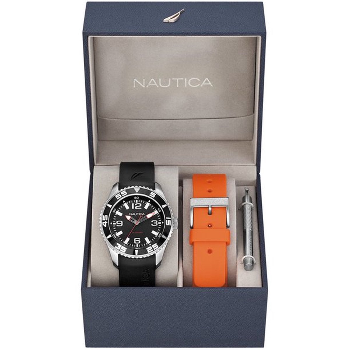 Nautica N11562G horloge met extra horlogeband in geschenkset