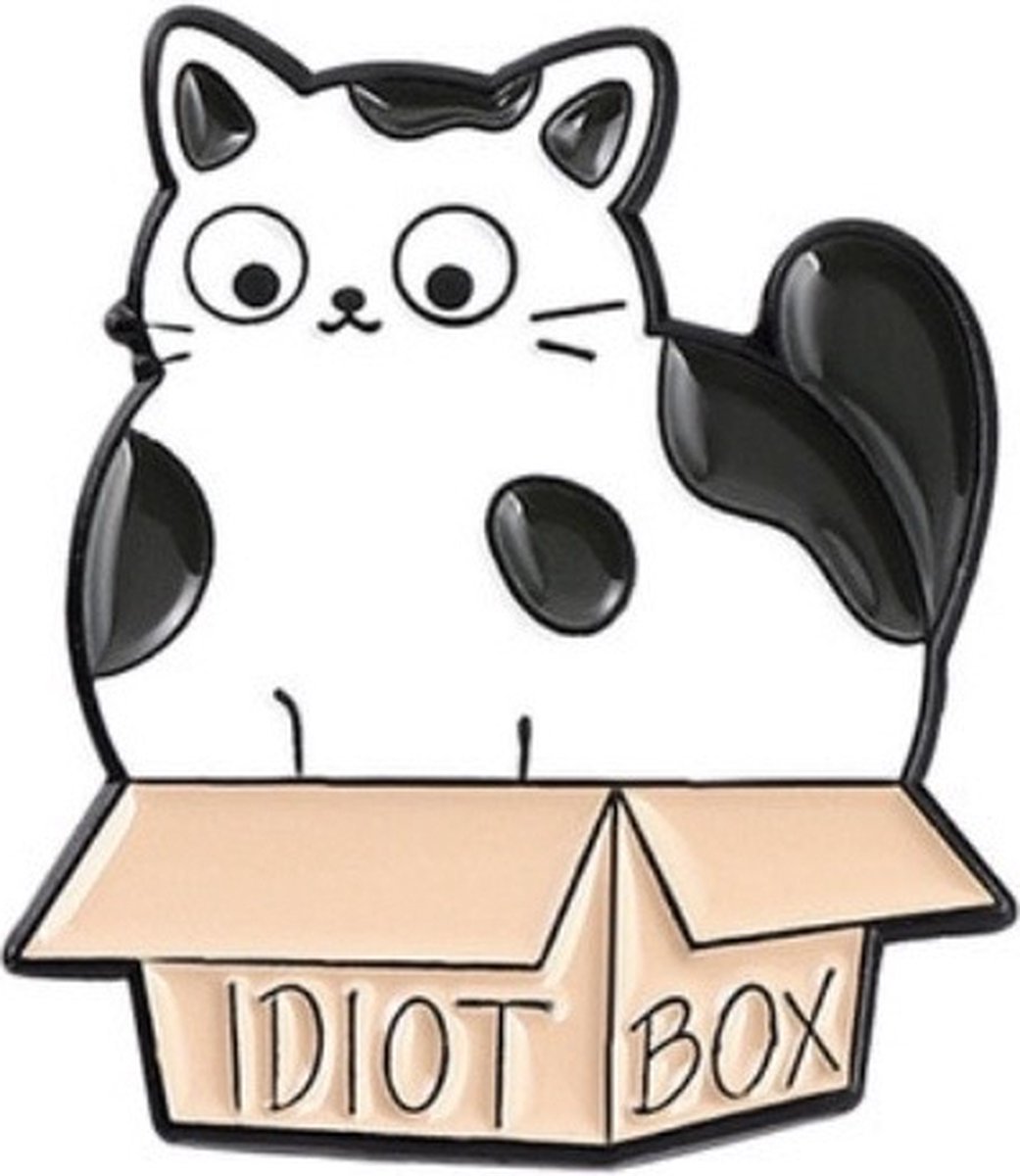 Katten pin idiot box - kattenpin - kledingspeld - kattenspeld - katten speld - kledingspeld - katten pin - katten accessoire - kleding pin - kledingpin