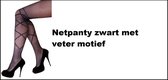 Netpanty zwart met veter motief - Festival gala huwelijk hollywood thema feest panty